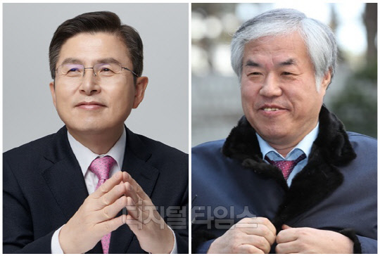 황교안(왼쪽) 국민의힘 대표 후보와 전광훈 사랑제일교회 담임목사. <디지털타임스 DB, 연합뉴스>